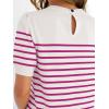 ZESICA Women’s Casual Striped Tops Short Sleeve Crew Neck Ribbed Knit T Shirts Comfy Loose Basic Pullover Sweater(Rosered)