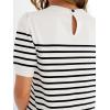 ZESICA Women’s Casual Striped Tops Short Sleeve Crew Neck Ribbed Knit T Shirts Comfy Loose Basic Pullover Sweater(White)