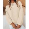 ZESICA Women’s Crew Neck Long Lantern Sleeve Fall 2026 Casual Loose Ribbed Knit Solid Soft Pullover Sweater Tops(Apricot)