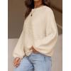 ZESICA Women’s Crew Neck Long Lantern Sleeve Fall 2026 Casual Loose Ribbed Knit Solid Soft Pullover Sweater Tops(Apricot)