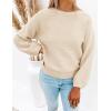 ZESICA Women’s Crew Neck Long Lantern Sleeve Fall 2026 Casual Loose Ribbed Knit Solid Soft Pullover Sweater Tops(Apricot)
