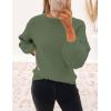 ZESICA Women’s Crew Neck Long Lantern Sleeve Fall 2026 Casual Loose Ribbed Knit Solid Soft Pullover Sweater Tops(Armygreen)
