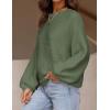 ZESICA Women’s Crew Neck Long Lantern Sleeve Fall 2026 Casual Loose Ribbed Knit Solid Soft Pullover Sweater Tops(Armygreen)