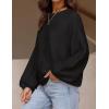 ZESICA Women’s Crew Neck Long Lantern Sleeve Fall 2026 Casual Loose Ribbed Knit Solid Soft Pullover Sweater Tops(Black)
