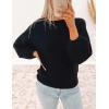 ZESICA Women’s Crew Neck Long Lantern Sleeve Fall 2026 Casual Loose Ribbed Knit Solid Soft Pullover Sweater Tops(Black)