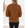 ZESICA Women’s Crew Neck Long Lantern Sleeve Fall 2026 Casual Loose Ribbed Knit Solid Soft Pullover Sweater Tops(Brown)