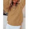 ZESICA Women’s Crew Neck Long Lantern Sleeve Fall 2026 Casual Loose Ribbed Knit Solid Soft Pullover Sweater Tops(Camel)