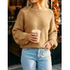 ZESICA Women’s Crew Neck Long Lantern Sleeve Fall 2026 Casual Loose Ribbed Knit Solid Soft Pullover Sweater Tops(Camel)