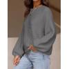 ZESICA Women’s Crew Neck Long Lantern Sleeve Fall 2026 Casual Loose Ribbed Knit Solid Soft Pullover Sweater Tops(Darkgrey)