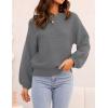ZESICA Women’s Crew Neck Long Lantern Sleeve Fall 2026 Casual Loose Ribbed Knit Solid Soft Pullover Sweater Tops(Darkgrey)