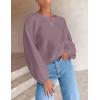 ZESICA Women’s Crew Neck Long Lantern Sleeve Fall 2026 Casual Loose Ribbed Knit Solid Soft Pullover Sweater Tops(Darkviolet)