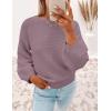ZESICA Women’s Crew Neck Long Lantern Sleeve Fall 2026 Casual Loose Ribbed Knit Solid Soft Pullover Sweater Tops(Darkviolet)
