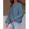 ZESICA Women’s Crew Neck Long Lantern Sleeve Fall 2026 Casual Loose Ribbed Knit Solid Soft Pullover Sweater Tops(Dustyblue)