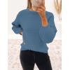 ZESICA Women’s Crew Neck Long Lantern Sleeve Fall 2026 Casual Loose Ribbed Knit Solid Soft Pullover Sweater Tops(Dustyblue)
