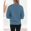 ZESICA Women’s Crew Neck Long Lantern Sleeve Fall 2026 Casual Loose Ribbed Knit Solid Soft Pullover Sweater Tops(Dustyblue)