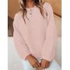 ZESICA Women’s Crew Neck Long Lantern Sleeve Fall 2026 Casual Loose Ribbed Knit Solid Soft Pullover Sweater Tops(Dustypink)