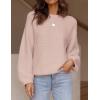 ZESICA Women’s Crew Neck Long Lantern Sleeve Fall 2026 Casual Loose Ribbed Knit Solid Soft Pullover Sweater Tops(Dustypink)