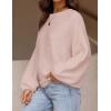 ZESICA Women’s Crew Neck Long Lantern Sleeve Fall 2026 Casual Loose Ribbed Knit Solid Soft Pullover Sweater Tops(Dustypink)