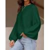 ZESICA Women’s Crew Neck Long Lantern Sleeve Fall 2026 Casual Loose Ribbed Knit Solid Soft Pullover Sweater Tops(Forestgreen)