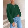 ZESICA Women’s Crew Neck Long Lantern Sleeve Fall 2026 Casual Loose Ribbed Knit Solid Soft Pullover Sweater Tops(Forestgreen)