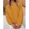 ZESICA Women’s Crew Neck Long Lantern Sleeve Fall 2026 Casual Loose Ribbed Knit Solid Soft Pullover Sweater Tops(Ginger)