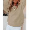 ZESICA Women’s Crew Neck Long Lantern Sleeve Fall 2026 Casual Loose Ribbed Knit Solid Soft Pullover Sweater Tops(Khaki)