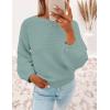 ZESICA Women’s Crew Neck Long Lantern Sleeve Fall 2026 Casual Loose Ribbed Knit Solid Soft Pullover Sweater Tops(Lake)
