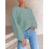 ZESICA Women’s Crew Neck Long Lantern Sleeve Fall 2026 Casual Loose Ribbed Knit Solid Soft Pullover Sweater Tops(Lake)