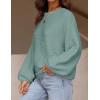 ZESICA Women’s Crew Neck Long Lantern Sleeve Fall 2026 Casual Loose Ribbed Knit Solid Soft Pullover Sweater Tops(Lake)