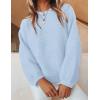 ZESICA Women’s Crew Neck Long Lantern Sleeve Fall 2026 Casual Loose Ribbed Knit Solid Soft Pullover Sweater Tops(Lightblue)
