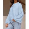 ZESICA Women’s Crew Neck Long Lantern Sleeve Fall 2026 Casual Loose Ribbed Knit Solid Soft Pullover Sweater Tops(Lightblue)