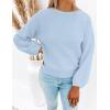 ZESICA Women’s Crew Neck Long Lantern Sleeve Fall 2026 Casual Loose Ribbed Knit Solid Soft Pullover Sweater Tops(Lightblue)