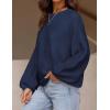 ZESICA Women’s Crew Neck Long Lantern Sleeve Fall 2026 Casual Loose Ribbed Knit Solid Soft Pullover Sweater Tops(Navy)