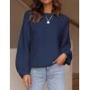 ZESICA Women’s Crew Neck Long Lantern Sleeve Fall 2026 Casual Loose Ribbed Knit Solid Soft Pullover Sweater Tops(Navy)