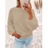 ZESICA Women’s Crew Neck Long Lantern Sleeve Fall 2026 Casual Loose Ribbed Knit Solid Soft Pullover Sweater Tops(Oatmeal)