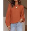 ZESICA Women’s Crew Neck Long Lantern Sleeve Fall 2026 Casual Loose Ribbed Knit Solid Soft Pullover Sweater Tops(Orange)
