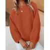 ZESICA Women’s Crew Neck Long Lantern Sleeve Fall 2026 Casual Loose Ribbed Knit Solid Soft Pullover Sweater Tops(Orange)