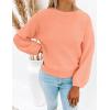 ZESICA Women’s Crew Neck Long Lantern Sleeve Fall 2026 Casual Loose Ribbed Knit Solid Soft Pullover Sweater Tops(Peach)