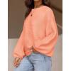 ZESICA Women’s Crew Neck Long Lantern Sleeve Fall 2026 Casual Loose Ribbed Knit Solid Soft Pullover Sweater Tops(Peach)