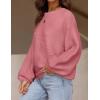 ZESICA Women’s Crew Neck Long Lantern Sleeve Fall 2026 Casual Loose Ribbed Knit Solid Soft Pullover Sweater Tops(Pink)