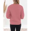 ZESICA Women’s Crew Neck Long Lantern Sleeve Fall 2026 Casual Loose Ribbed Knit Solid Soft Pullover Sweater Tops(Pink)
