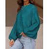 ZESICA Women’s Crew Neck Long Lantern Sleeve Fall 2026 Casual Loose Ribbed Knit Solid Soft Pullover Sweater Tops(Teal)