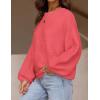 ZESICA Women’s Crew Neck Long Lantern Sleeve Fall 2026 Casual Loose Ribbed Knit Solid Soft Pullover Sweater Tops(Watermelon)
