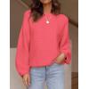 ZESICA Women’s Crew Neck Long Lantern Sleeve Fall 2026 Casual Loose Ribbed Knit Solid Soft Pullover Sweater Tops(Watermelon)
