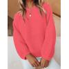 ZESICA Women’s Crew Neck Long Lantern Sleeve Fall 2026 Casual Loose Ribbed Knit Solid Soft Pullover Sweater Tops(Watermelon)