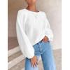 ZESICA Women’s Crew Neck Long Lantern Sleeve Fall 2026 Casual Loose Ribbed Knit Solid Soft Pullover Sweater Tops(White)
