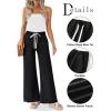ZESICA Womens Drawstring High Waist Jeans Loose Fit Wide Leg Straight Baggy Trendy Denim Pants with Pockets(Black)