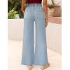 ZESICA Womens Drawstring High Waist Jeans Loose Fit Wide Leg Straight Baggy Trendy Denim Pants with Pockets(Lightblue)