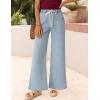 ZESICA Womens Drawstring High Waist Jeans Loose Fit Wide Leg Straight Baggy Trendy Denim Pants with Pockets(Lightblue)