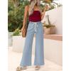 ZESICA Womens Drawstring High Waist Jeans Loose Fit Wide Leg Straight Baggy Trendy Denim Pants with Pockets(Lightblue)